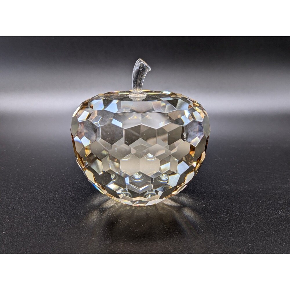 Simon Designs Glass Tinted Crystal 3" Apple Paperweight Prism